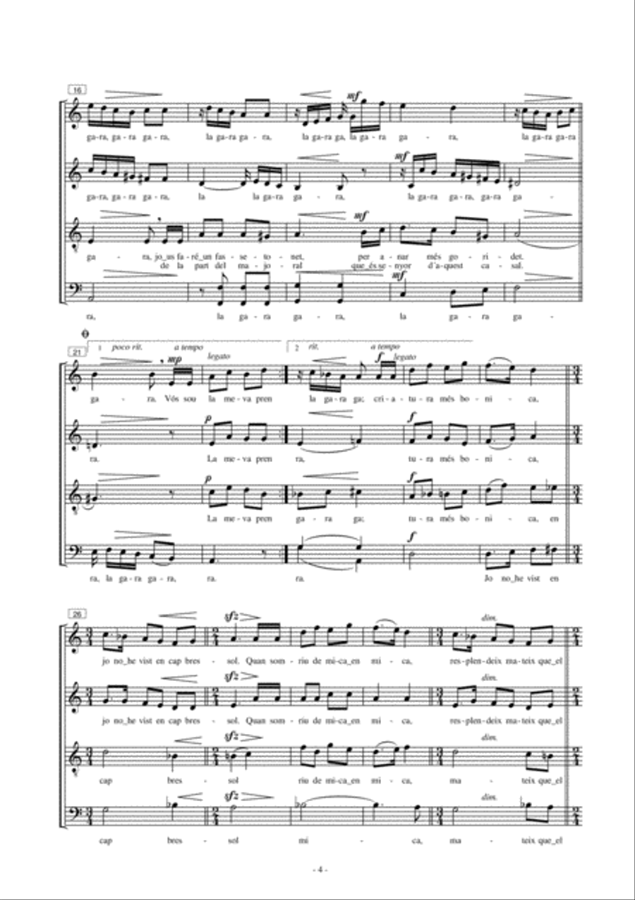 Vós sou la meva prendeta Vós sou la meva prendeta 4-Part scores gallery preview page 4
