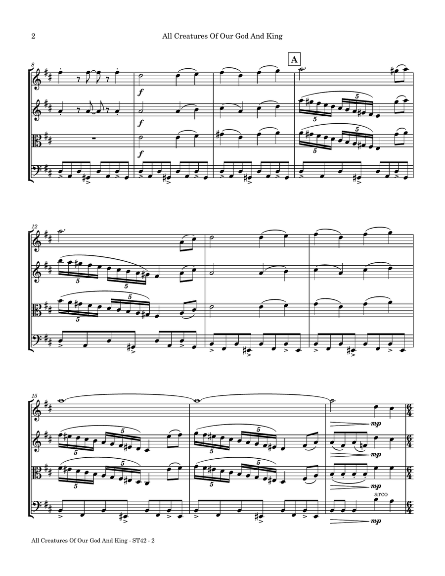 All Creatures Of Our God And King String Quartet scores gallery preview page 5