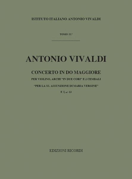 Concerto Per Vl. Archi E B.C.: In Do In Due Cori