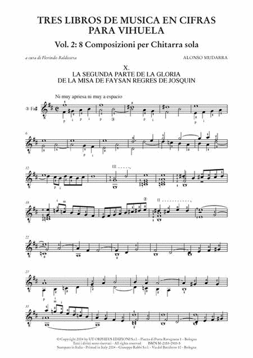 Tres Libros de Musica en Cifras para Vihuela (Sevilla 1546) - Vol. 2: 8 Compositions for Guitar solo (Book 1, Part 2) image number null
