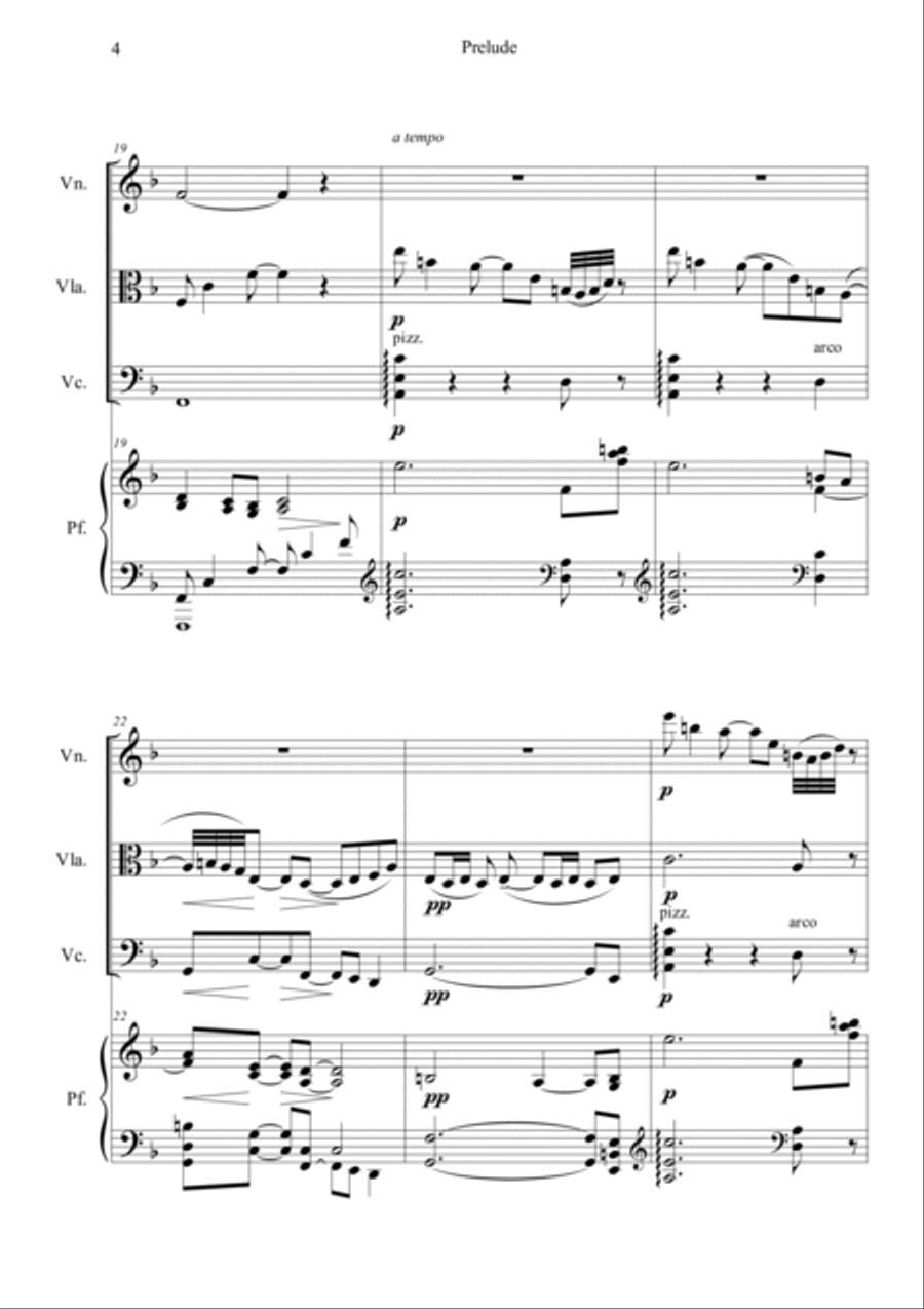 Prelude from Bergamasuqe Suite Piano Quartet scores gallery preview page 4