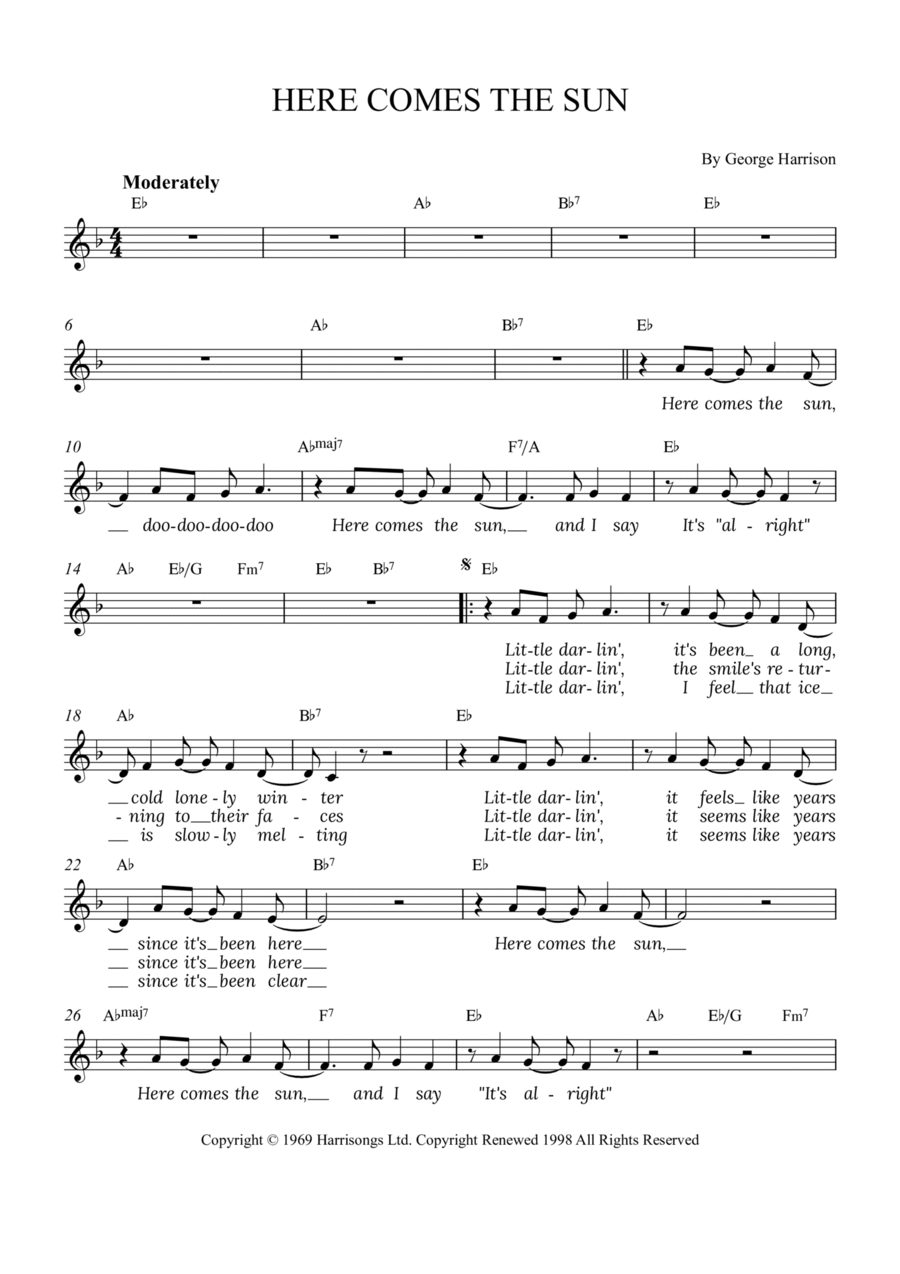 Here Comes The Sun B-Flat Clarinet scores gallery preview page 1
