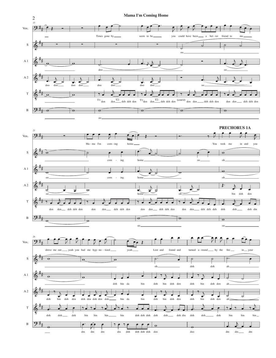 Mama, I'm Coming Home 4-Part scores gallery preview page 2