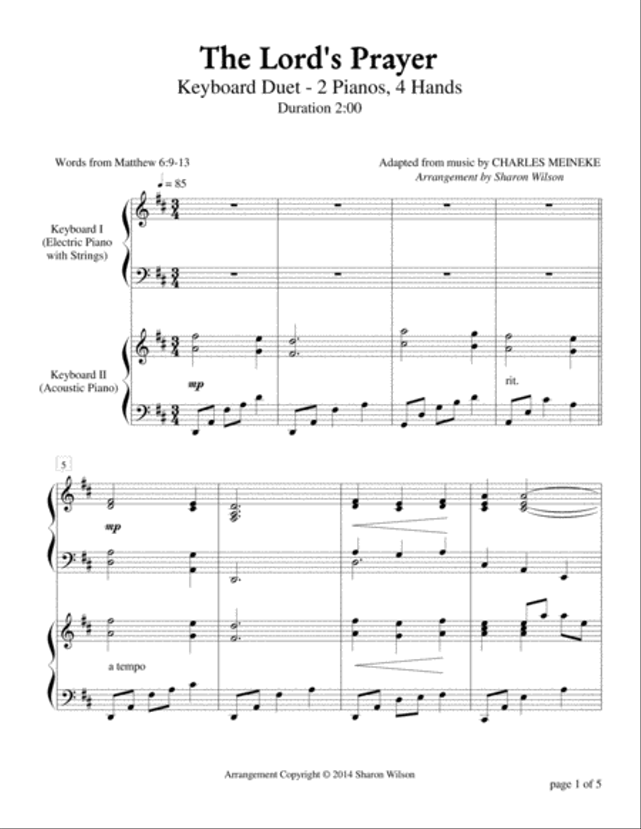 The Lord's Prayer (2 Pianos, 4 Hands Duet) 2 Pianos, 4-Hands scores gallery preview page 2