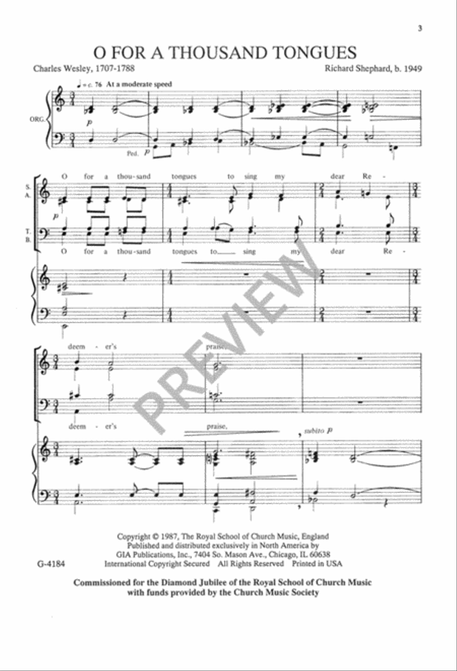 O for a Thousand Tongues to SIng 4-Part scores gallery preview page 4