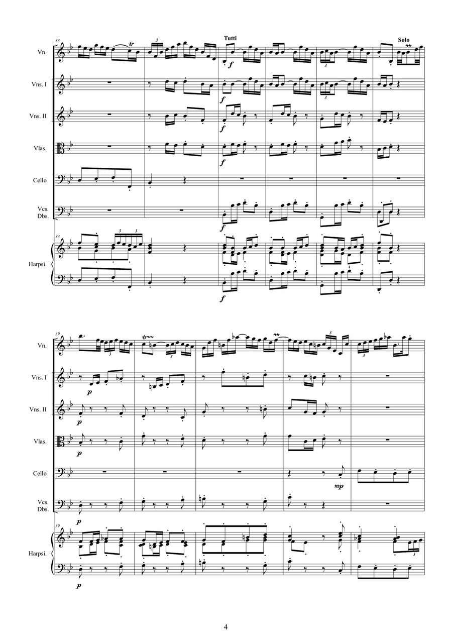 Bach - Violin Concerto in G minor BWV 1056 for Violin, Cello, Strings and Harpsichord Chamber Orchestra scores gallery preview page 4