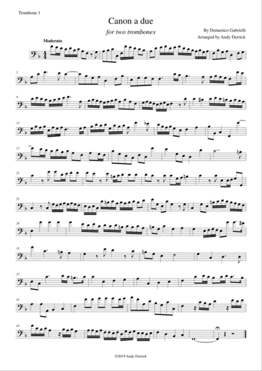 Canons for Two Trombones Trombone Duet scores gallery preview page 2