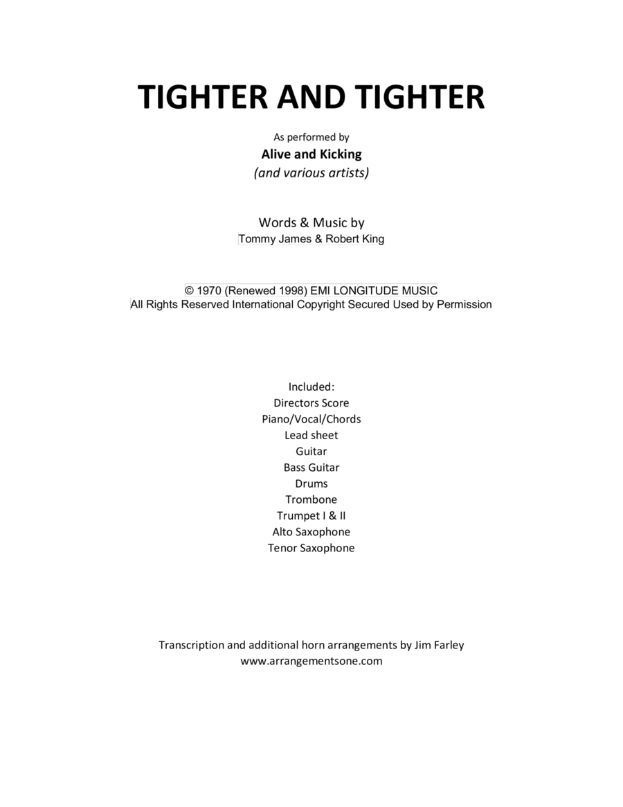 Tighter And Tighter Large Ensemble scores gallery preview page 1