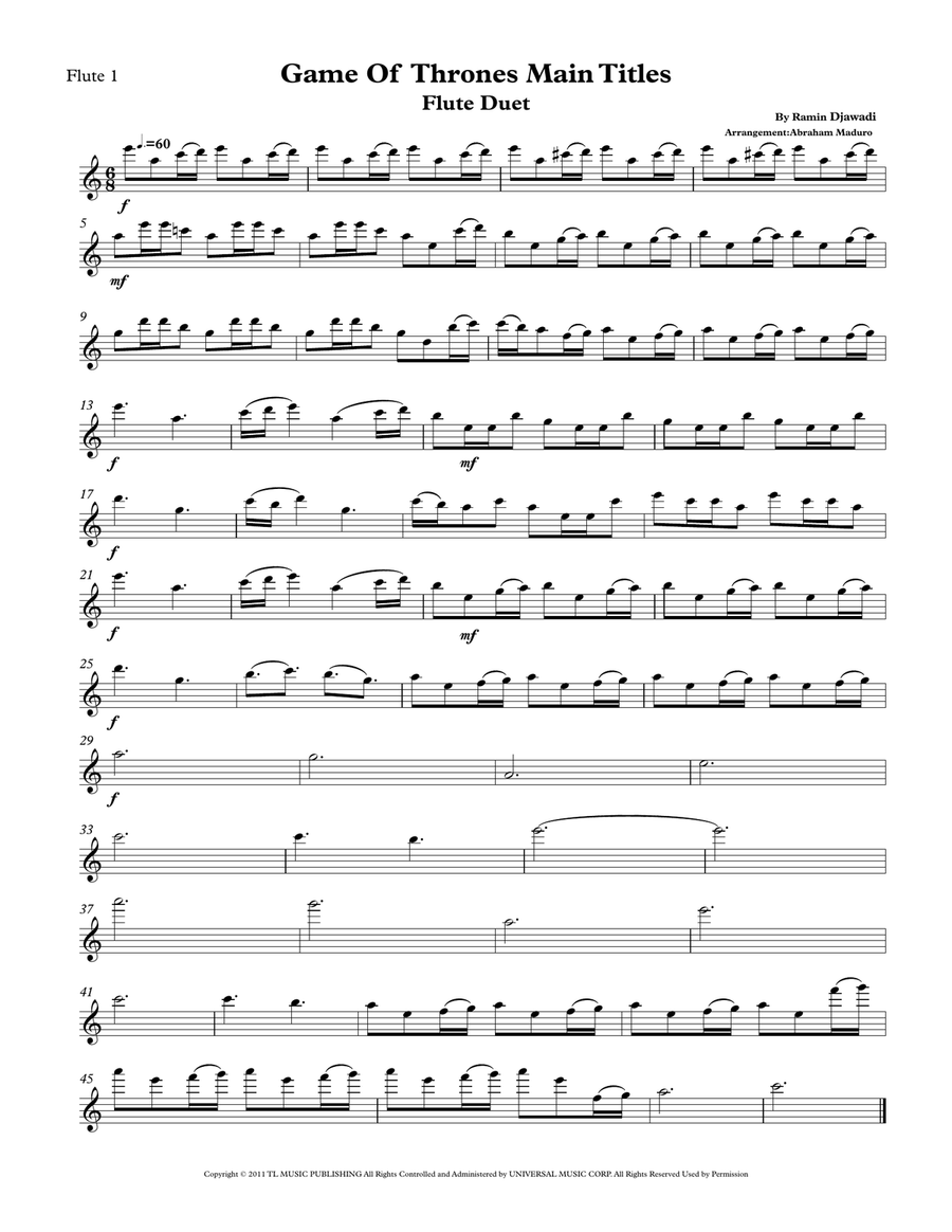 Game Of Thrones Flute Duet scores gallery preview page 4