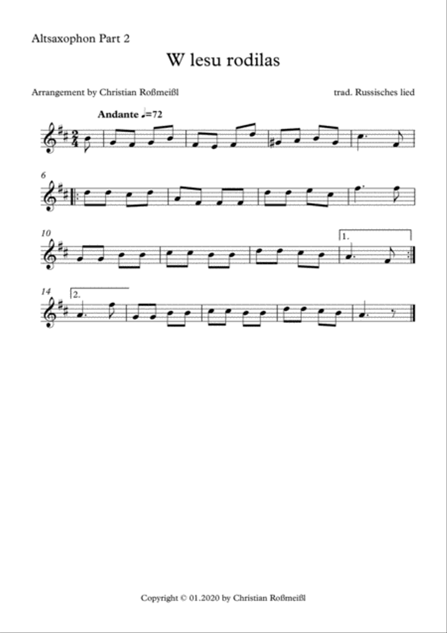 W lesu rodilas Saxophonquartett Woodwind Quartet scores gallery preview page 6