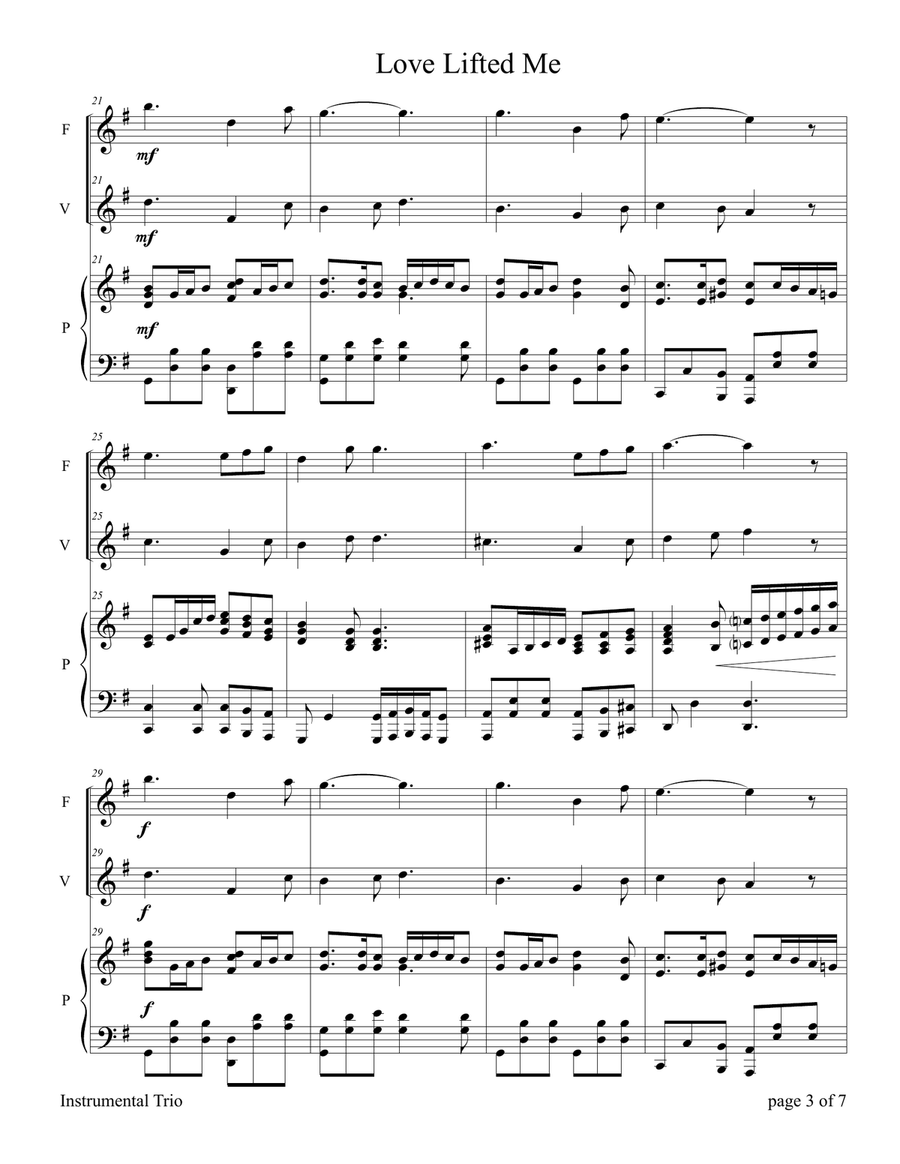 Love Lifted Me (for Flute and/or Violin Duet with Piano accompaniment) Flute scores gallery preview page 6