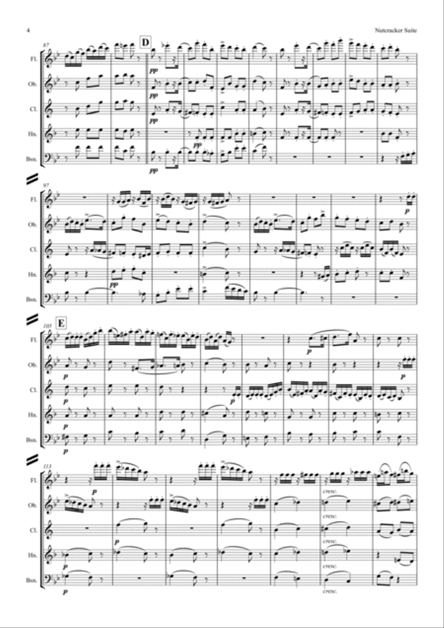 Tchaikovsky: Casse-Noisette: Nutcracker Suite (Complete) (Score and Parts) - wind quintet Woodwind Quintet scores gallery preview page 5