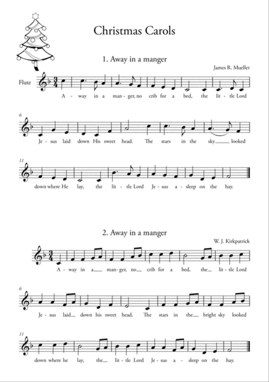 20 Easy Christmas Carols for FLUTE Flute Solo scores gallery preview page 1