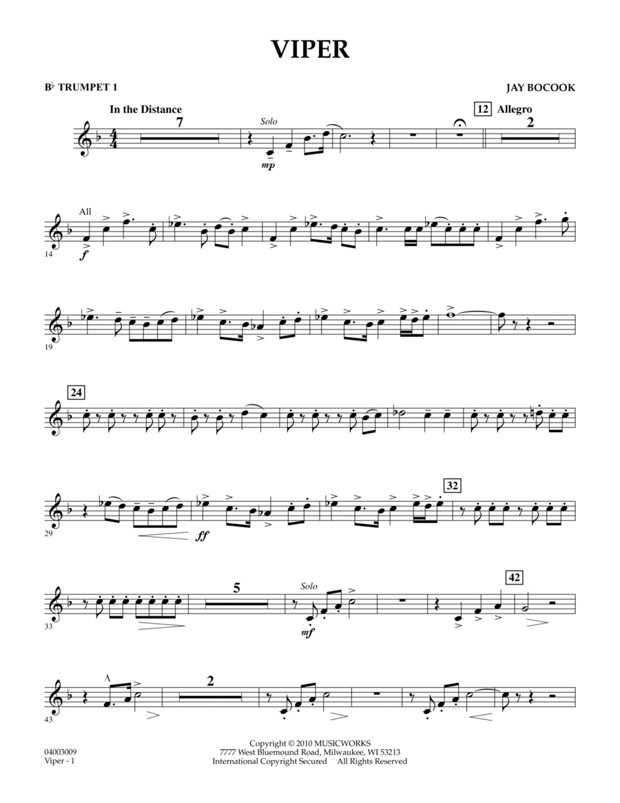 Viper - Bb Trumpet 1 Concert Band scores gallery preview page 1