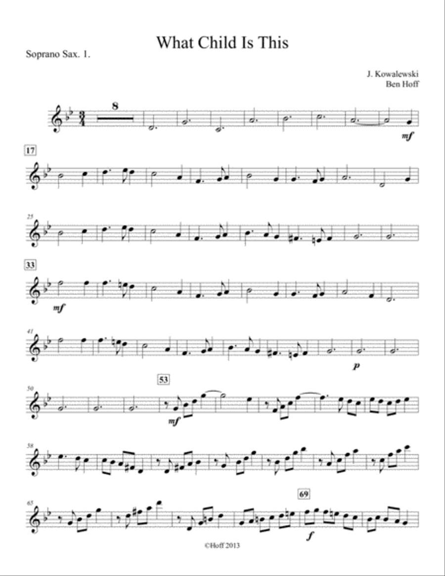 What Child Is This? Sax Quartet Saxophone Quartet scores gallery preview page 1