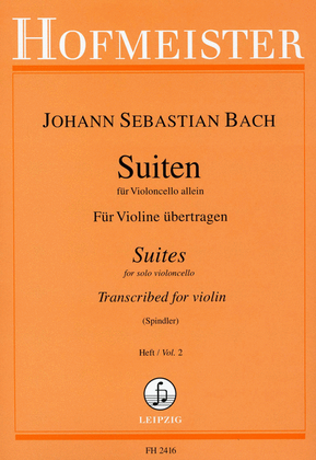 Book cover for Suiten fur Violoncello. Fur Violine ubertragen, Heft 2