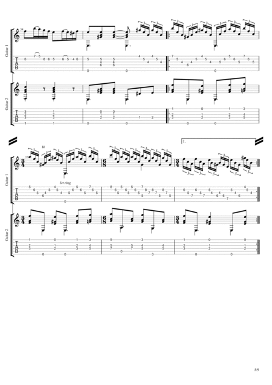 El Vito (Paco de Lucia / Ricardo Modrego version) guitar duo SCORE + TAB Acoustic Guitar scores gallery preview page 5