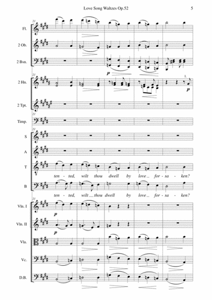 Brahms - Love Song Waltzes Op.52 for Choir and Chamber Orchestra - Full Score