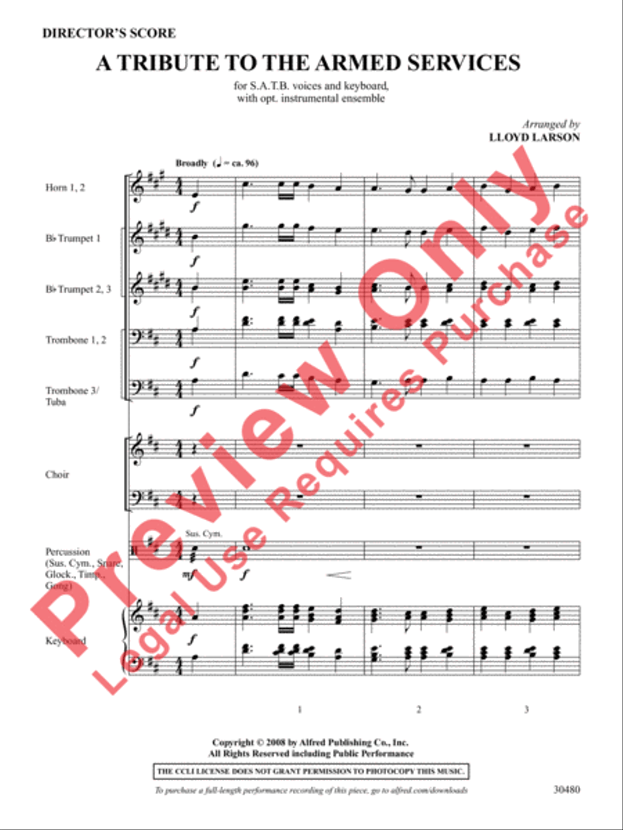 A Tribute to the Armed Services (A Medley) Choir scores gallery preview page 2