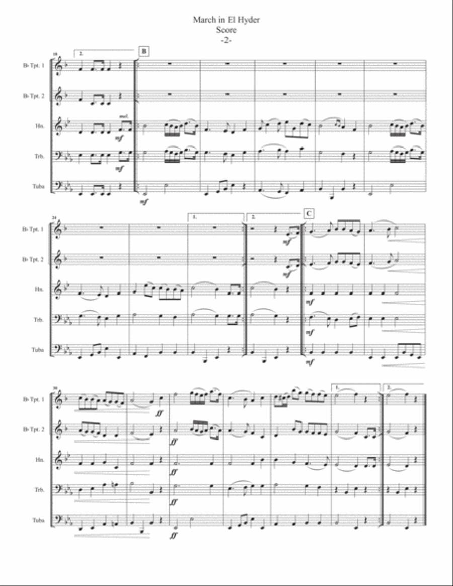 March in El Hyder For Brass Quintet Brass Quintet scores gallery preview page 4