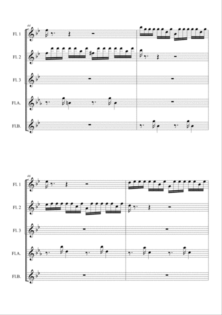 SUMMER (FOUR SEASONS) for Flute Quintet Flute Choir Woodwind Quintet scores gallery preview page 6