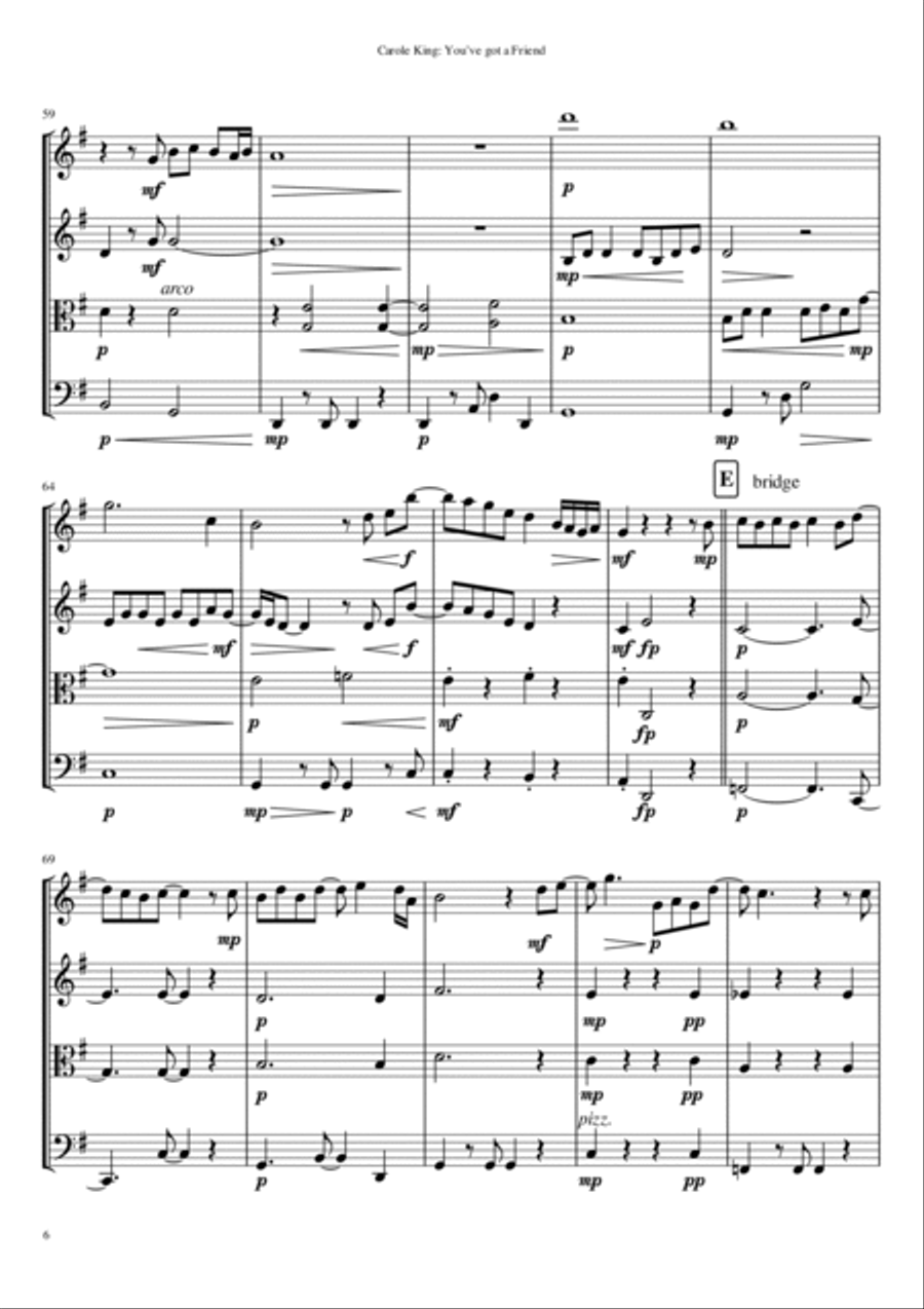 You've Got A Friend You've Got A Friend String Quartet scores gallery preview page 6