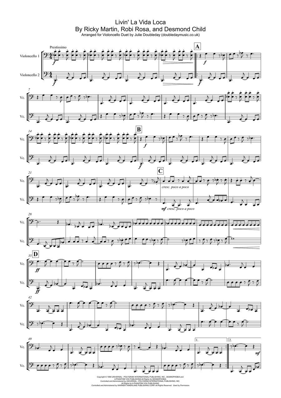 Livin' La Vida Loca String Duet scores gallery preview page 1
