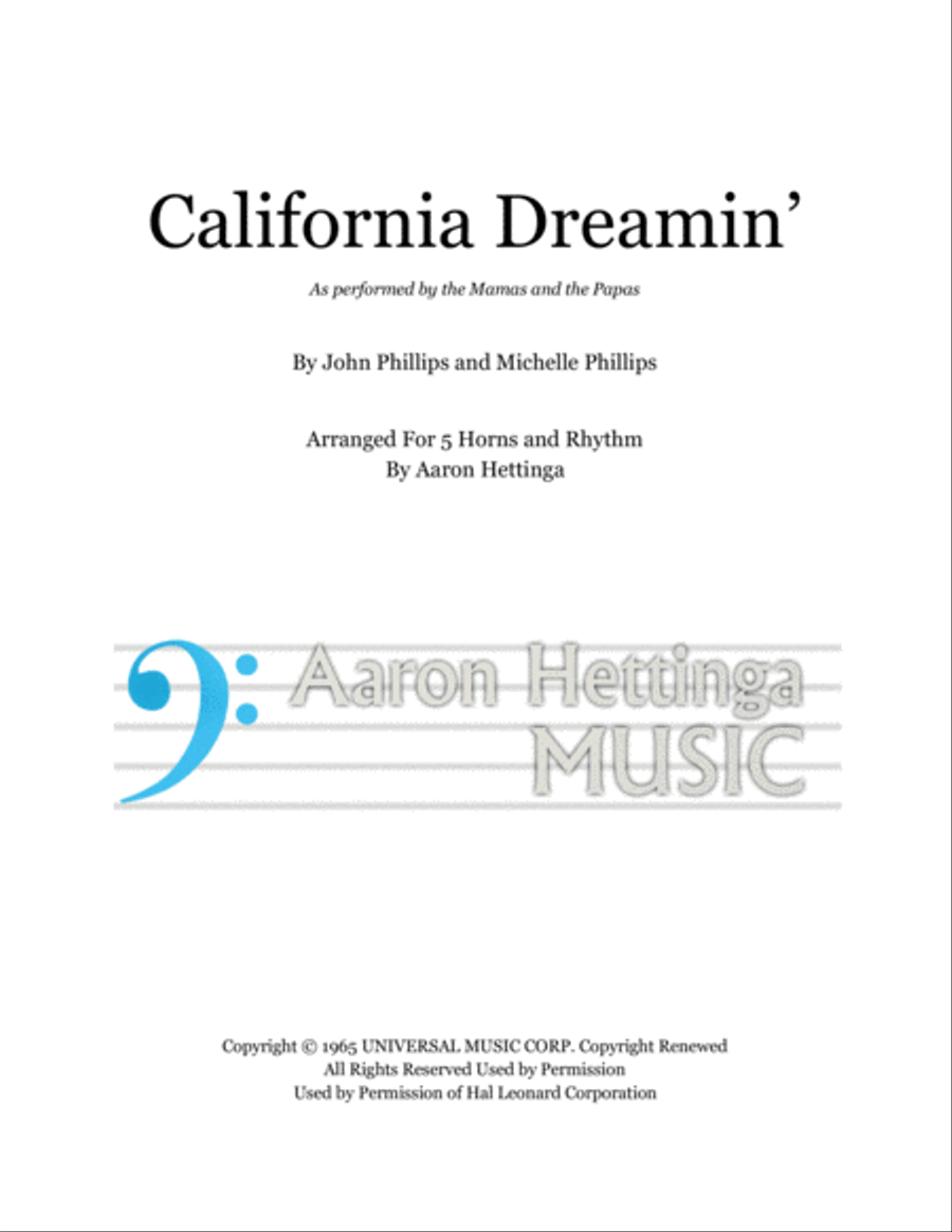 California Dreamin' Small Ensemble scores gallery preview page 1