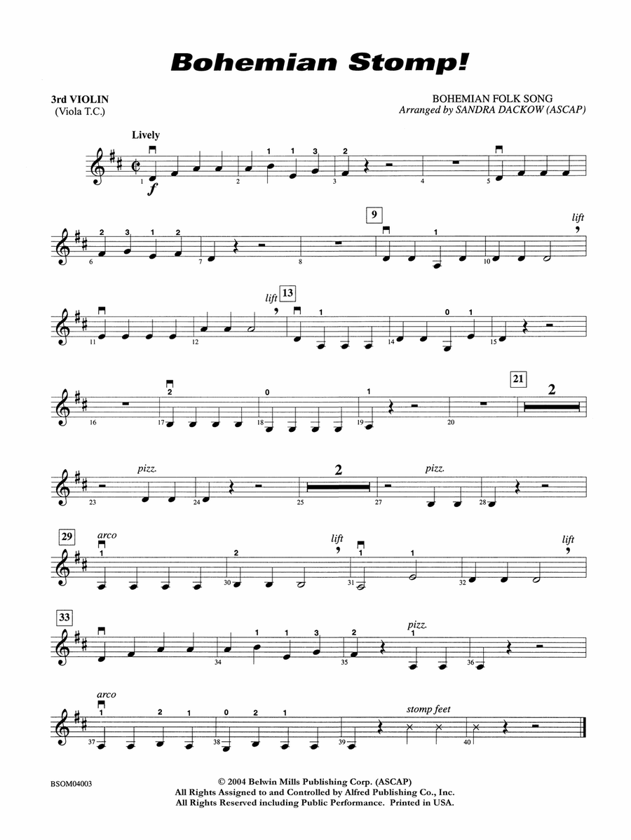 Bohemian Stomp!: 3rd Violin (Viola [TC])
