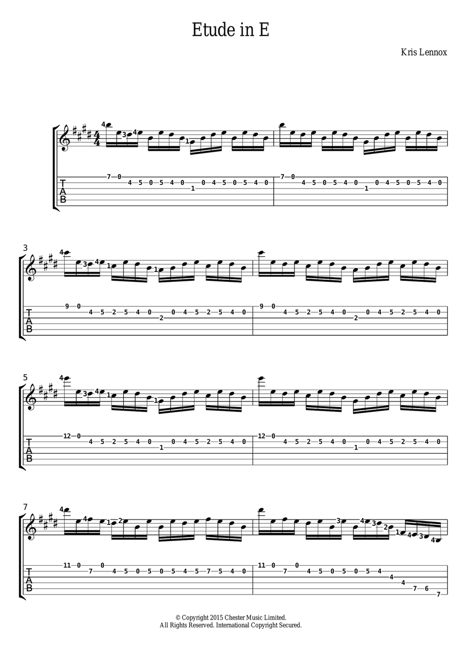 Etude In E Etude In E Classical Guitar scores gallery preview page 1