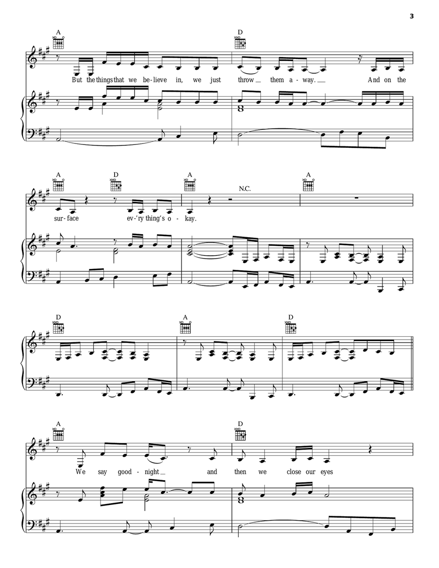 On The Surface Piano, Vocal, Guitar scores gallery preview page 3