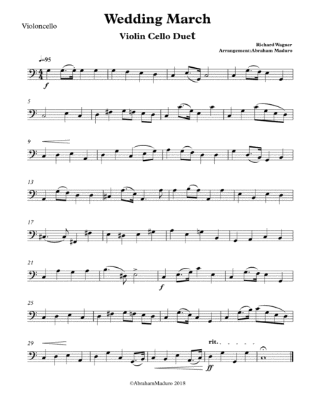 Wagner Wedding March Violin Cello Duet- 3 Tonalities included image number null