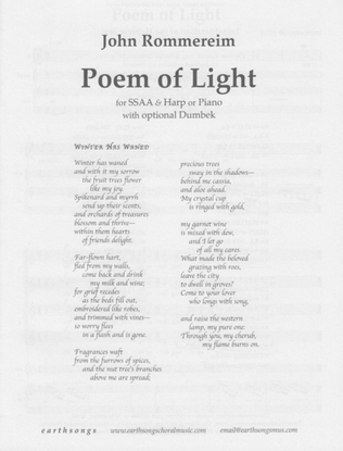 Book cover for poem of light, a