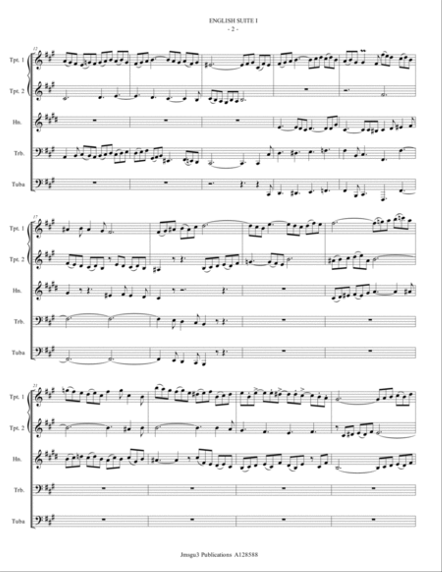 BACH: The Six English Suites Complete BWV 806-811 for Brass Quintet Brass Quintet scores gallery preview page 2