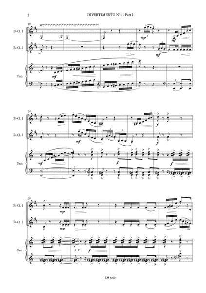 Divertimento 1 for Clarinet Duet and Piano