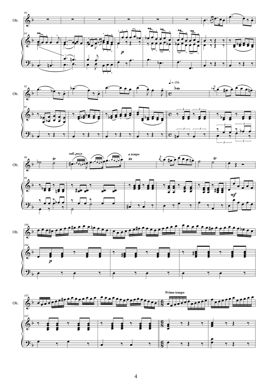 Mozart - Oboe quartet in F major K370 - 3 Rondeau - Oboe and Piano Piano Accompaniment scores gallery preview page 4