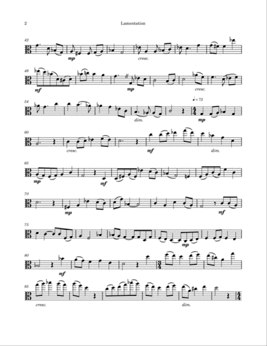 Lamentation Viola Solo scores gallery preview page 2
