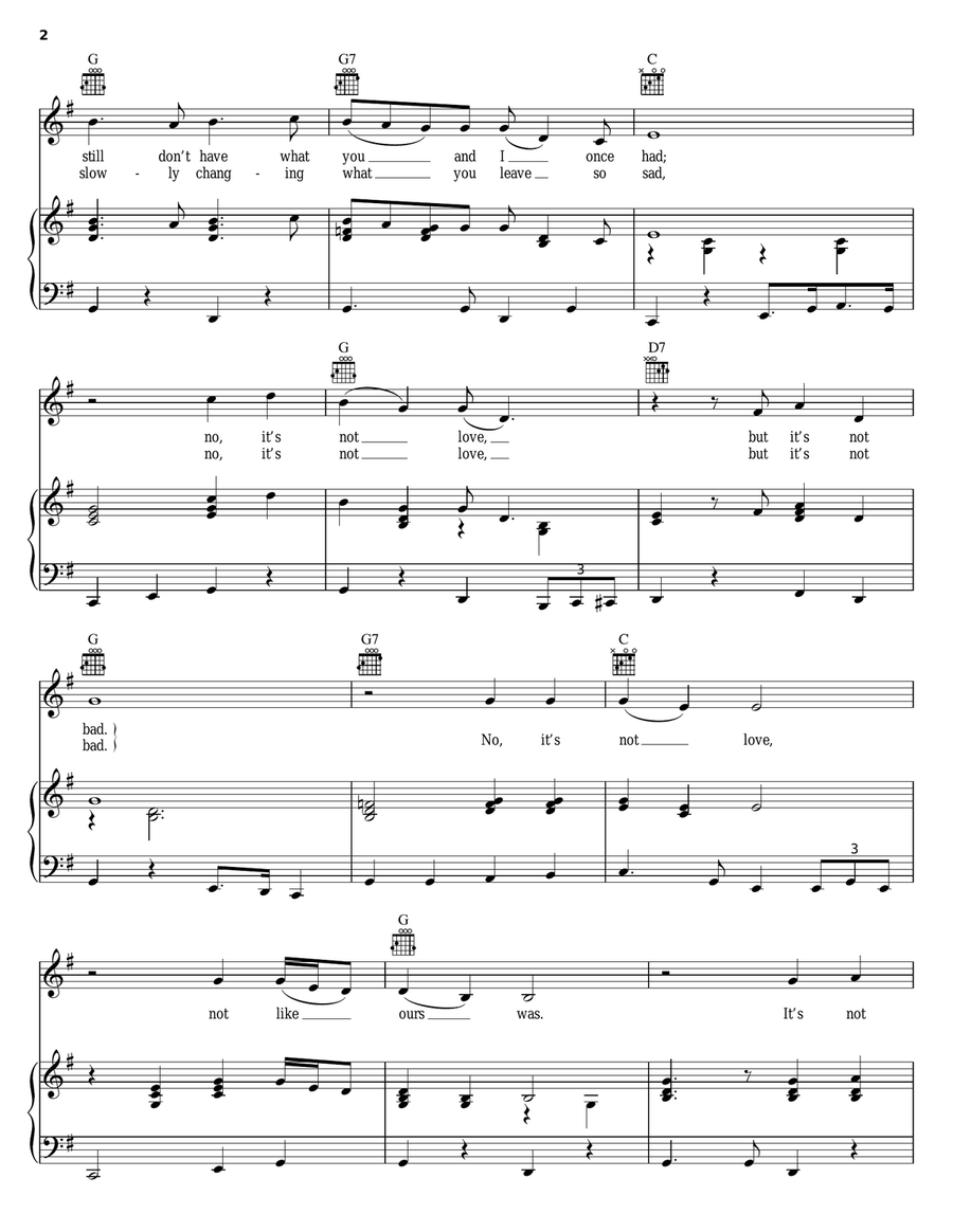 It's Not Love (But It's Not Bad) Piano, Vocal, Guitar scores gallery preview page 2