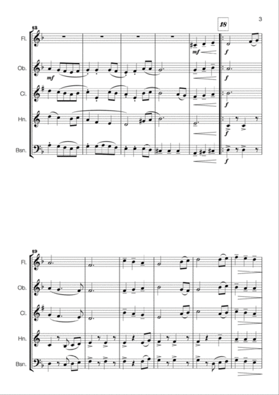 Leontovych - Carols of the Bells for Wind Quintet Woodwind Quintet scores gallery preview page 3