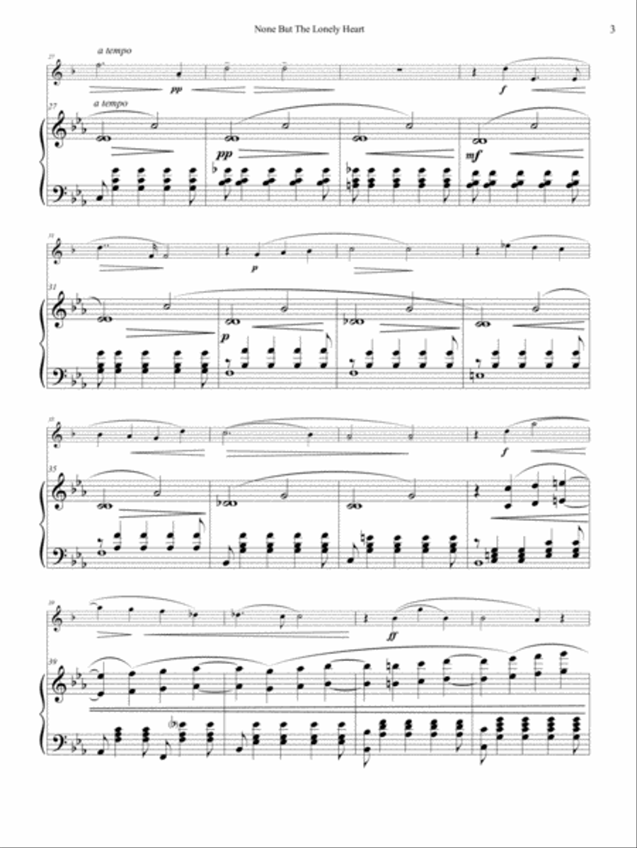 Tchaikovsky: None But The Lonely Heart for Clarinet and Piano Clarinet Solo scores gallery preview page 3
