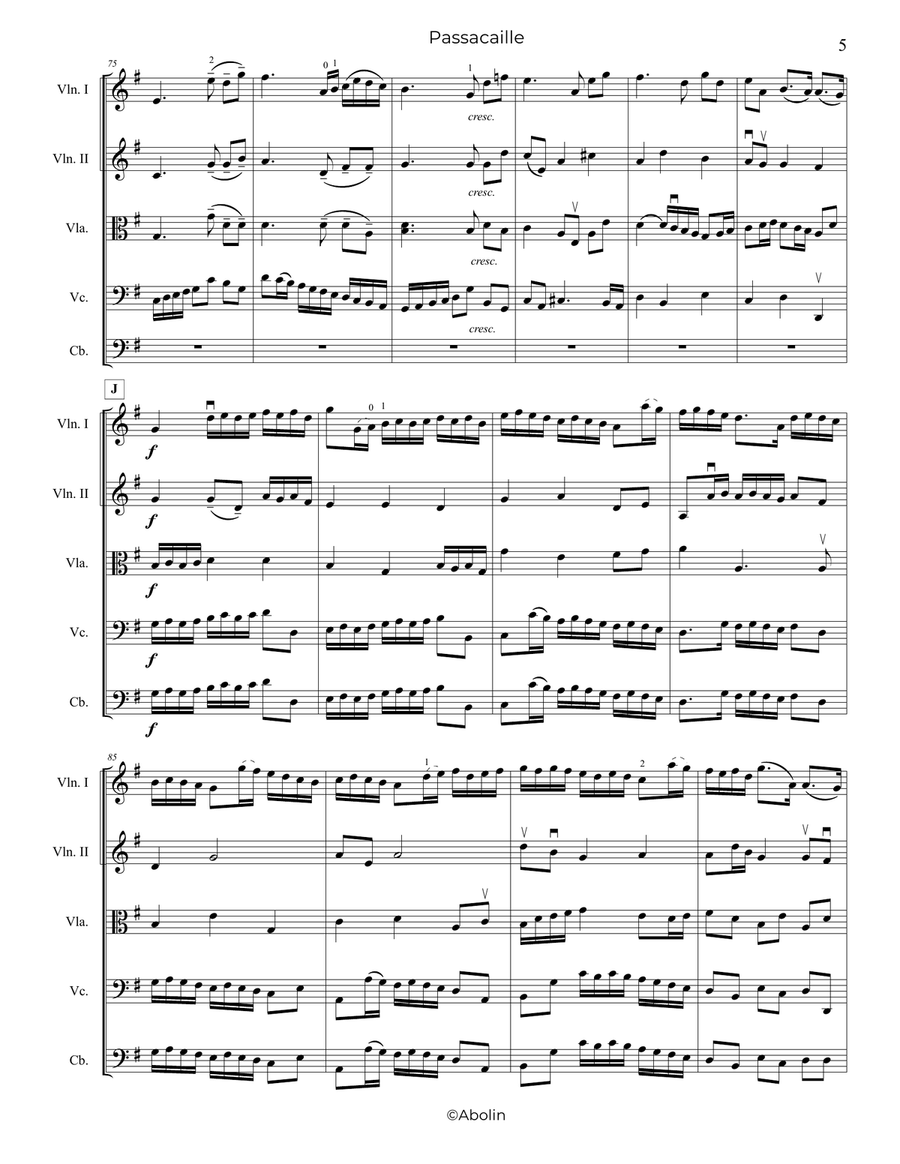 Handel: Passacaille (Passacaglia), HWV 399, arr. for String Orchestra Chamber Music scores gallery preview page 6