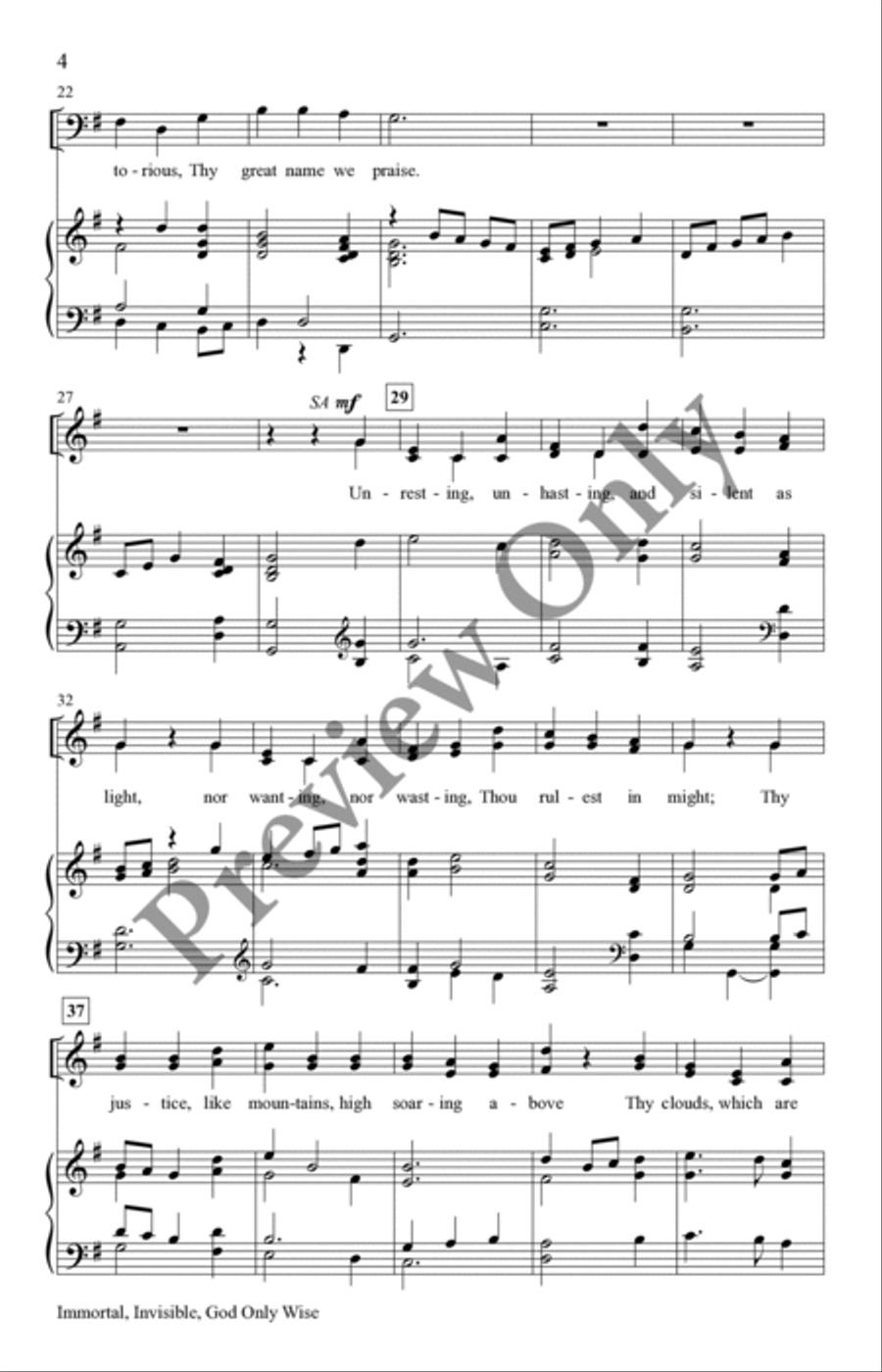 Immortal, Invisible, God Only Wise 4-Part scores gallery preview page 3