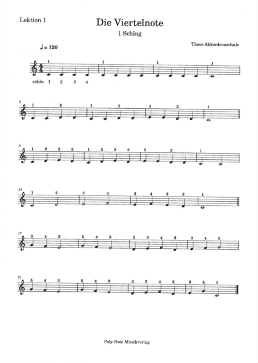 Einführung zum Noten lernen / Lektion 1 Easy Piano scores gallery preview page 4