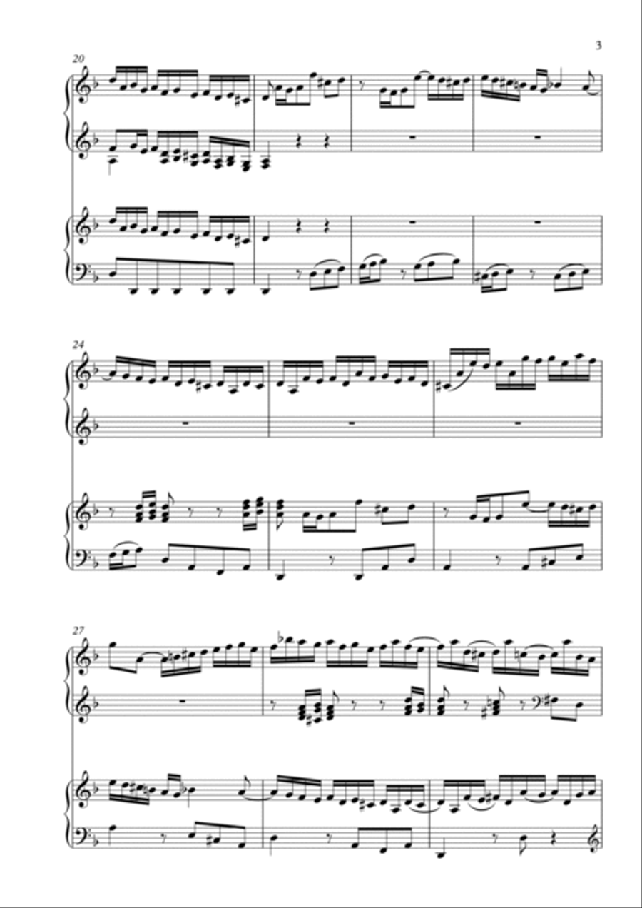 Double Violin Concerto in D minor (BWV 1043) - 3rd Movt - arranged for 2 pianos Violin Solo scores gallery preview page 3