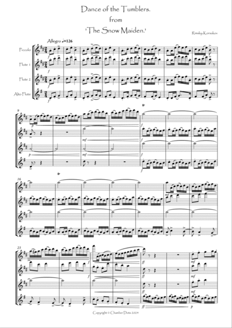 Dance of the Tumblers from 'The Snow Maiden Flute Quartet scores gallery preview page 2
