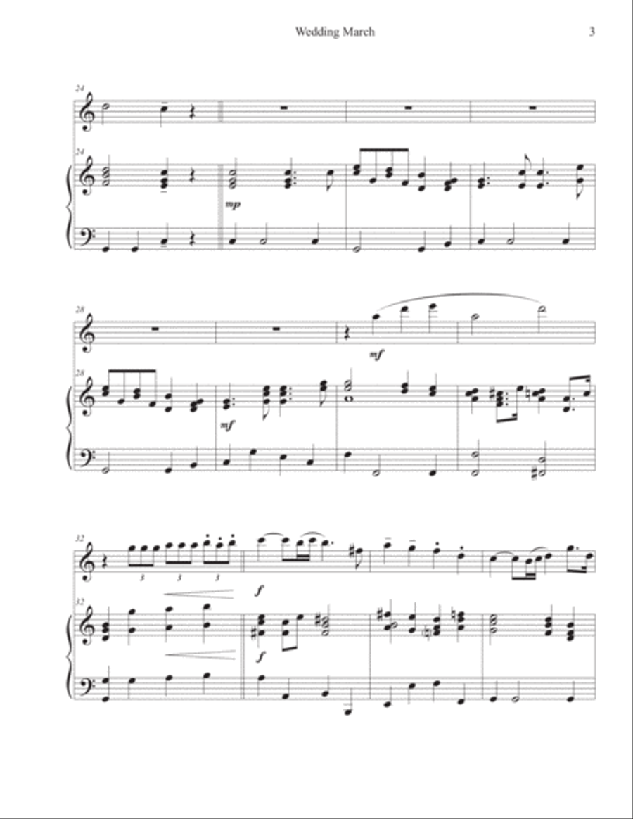 Wedding March (Flute-Piano) Flute Solo scores gallery preview page 3