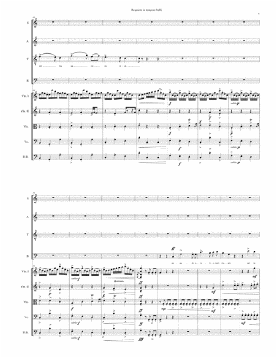 Requiem in tempore belli (Requiem in Time of War) for SATB choir and strings 4-Part scores gallery preview page 5