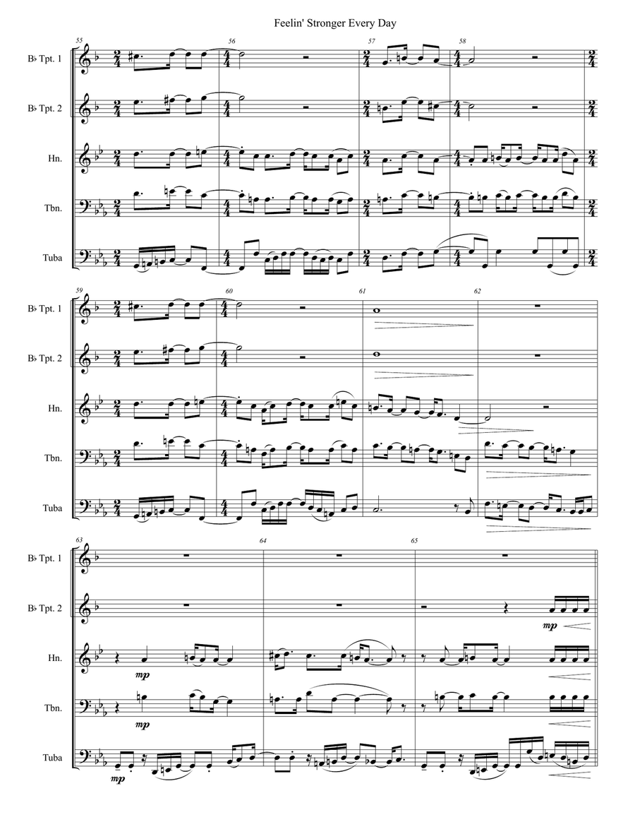 Feelin' Stronger Everyday Brass Quintet scores gallery preview page 5