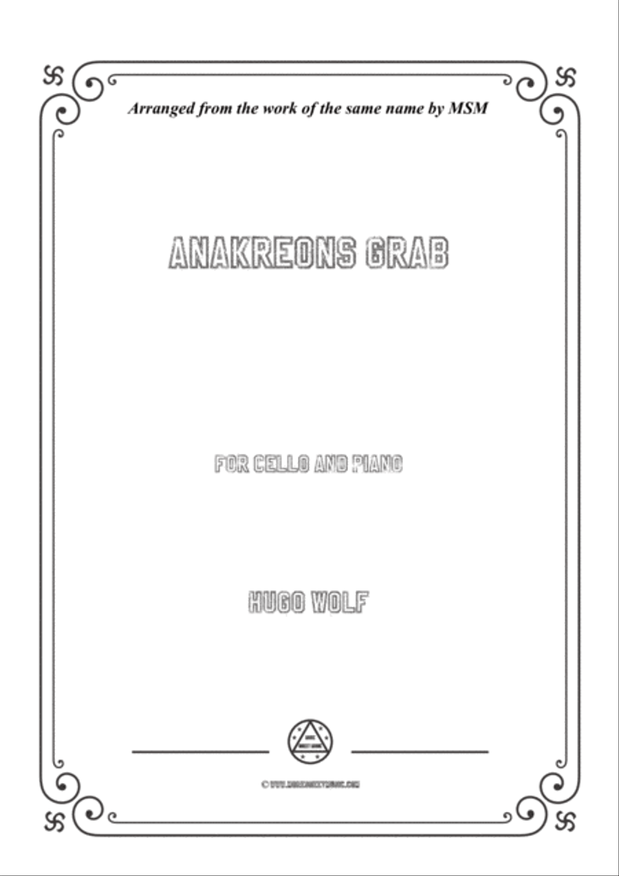 Wolf-Anakreons Grab, for Cello and Piano Piano scores gallery preview page 1