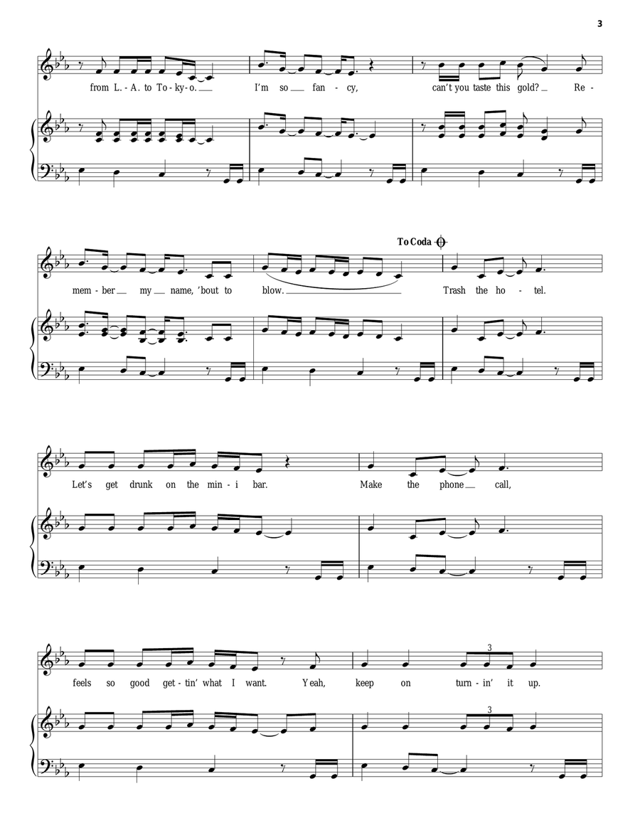 Fancy Piano, Vocal, Guitar scores gallery preview page 3